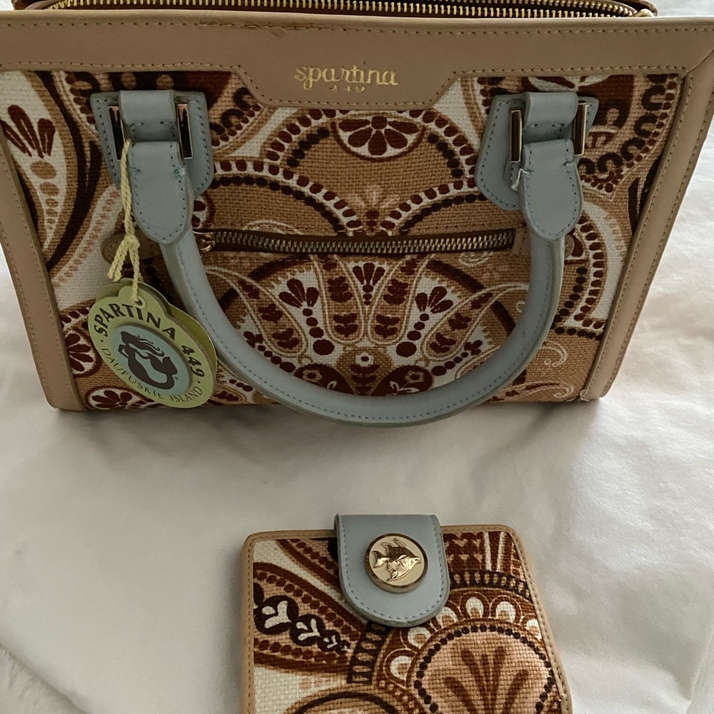 Spartina 449 Linen Embroidered Handbag & Wallet
